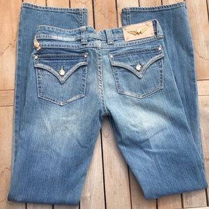 Twisted Heart Rhinestone Light Wash Bootcut Jeans